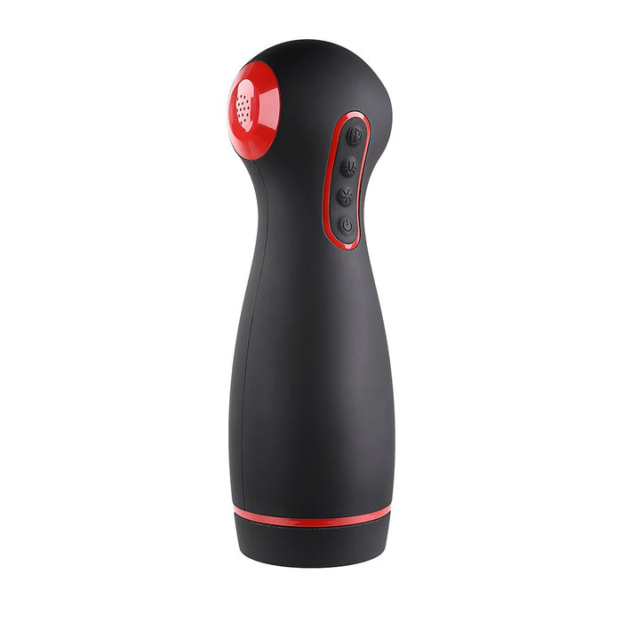 Zero Tolerance Tight Squeeze Rechargeable Vibrating Squeezing Talking Stroker Tpe Black/red - SexToy.com