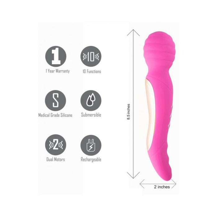 Zoe Rechargeable Dual Vibrating Wand Hot Pink - SexToy.com